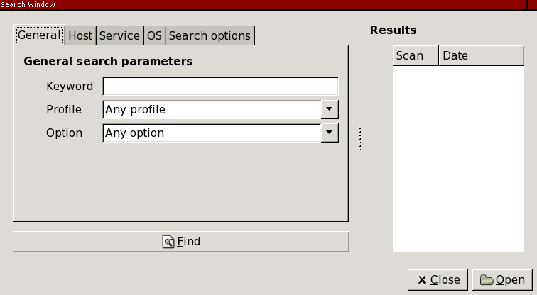 The search dialog